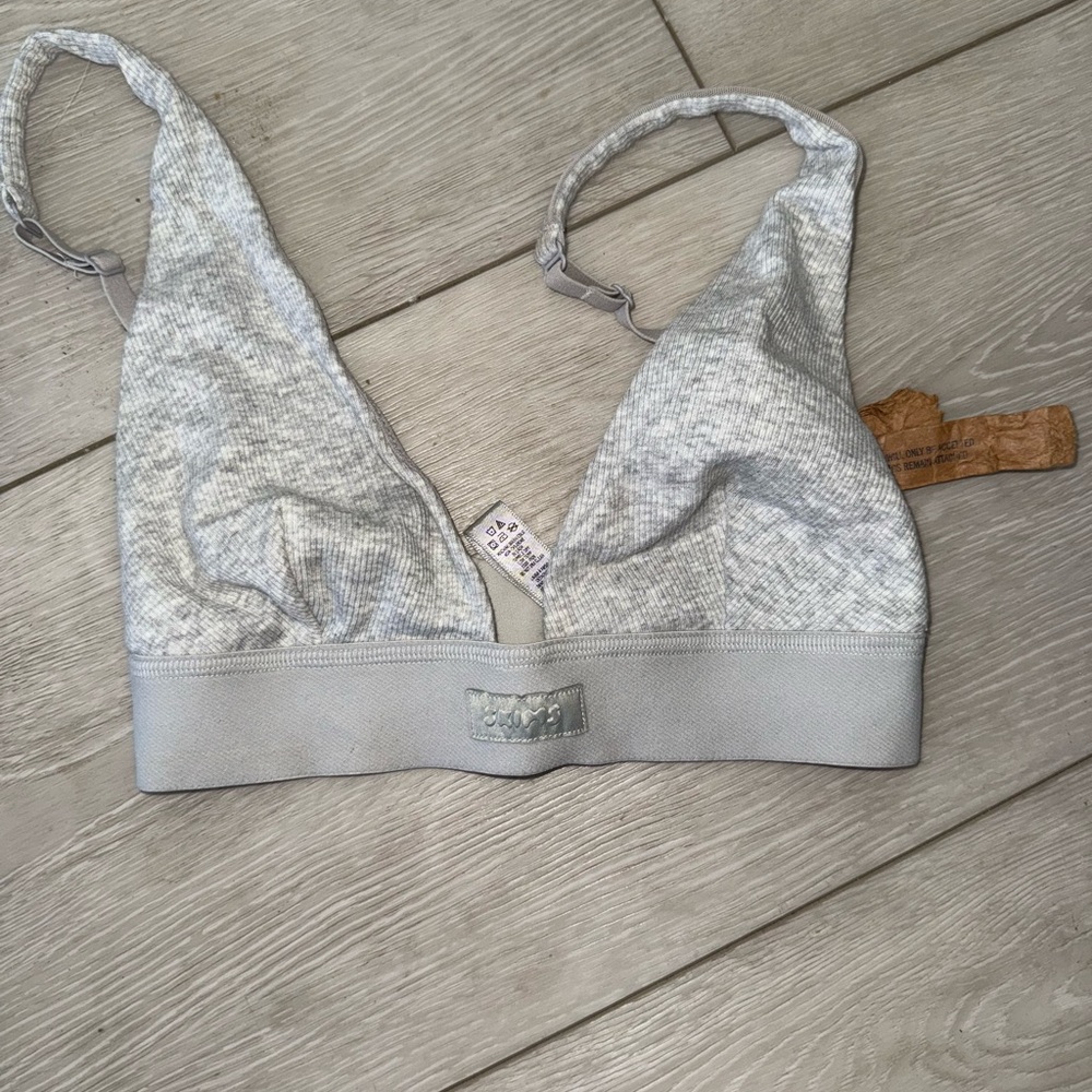 SKIMS Gray Lace Triangle Bra